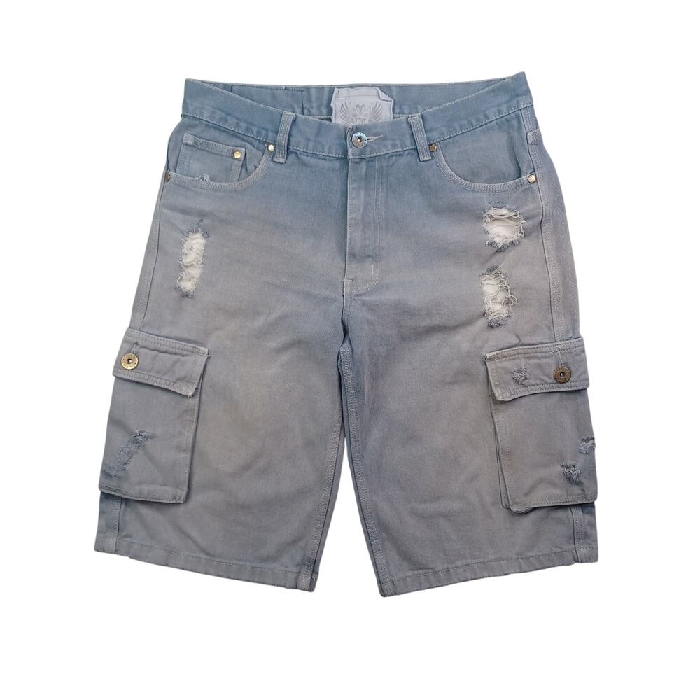 Vintage F.U.S.A.I Cargo Shorts Men 34 Denim Y2K Grunge Thrashed Streetwear Jean